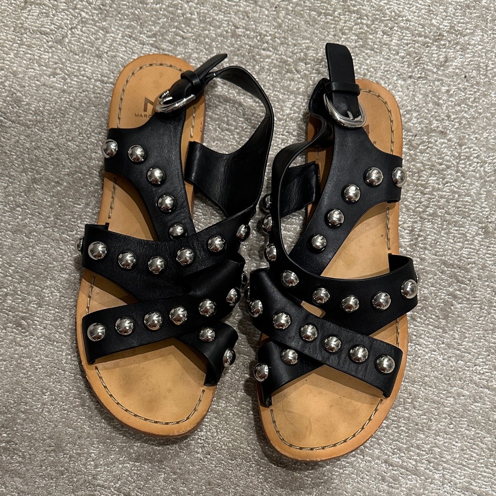 Marc Fisher Black Sandals with Silver Accents